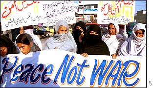 Pakistani women protesting against threatened nuclear war